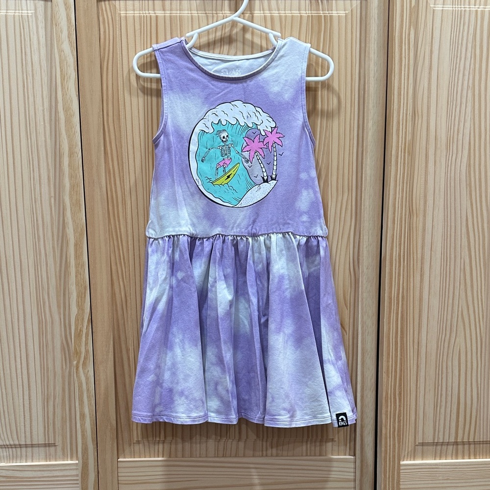 Rags surfing skeleton Tie-Dye Kids Dress